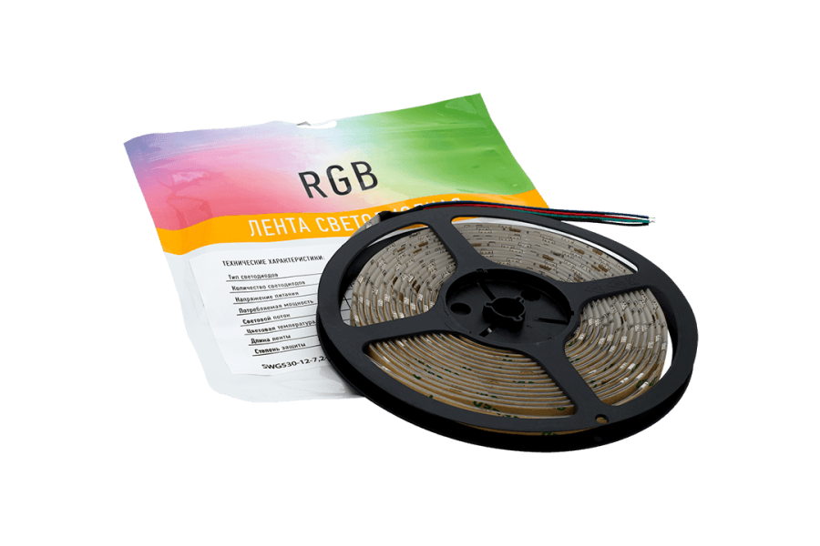 Лента светодиодная SWG SWG530, 7,2 Вт/м, 12В, IP65, RGB