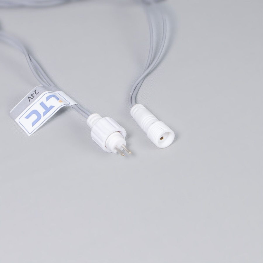 Гирлянда Нить 10м Тепло-Белая 24В, 100 LED, Провод Серая Резина 2,3мм, IP65