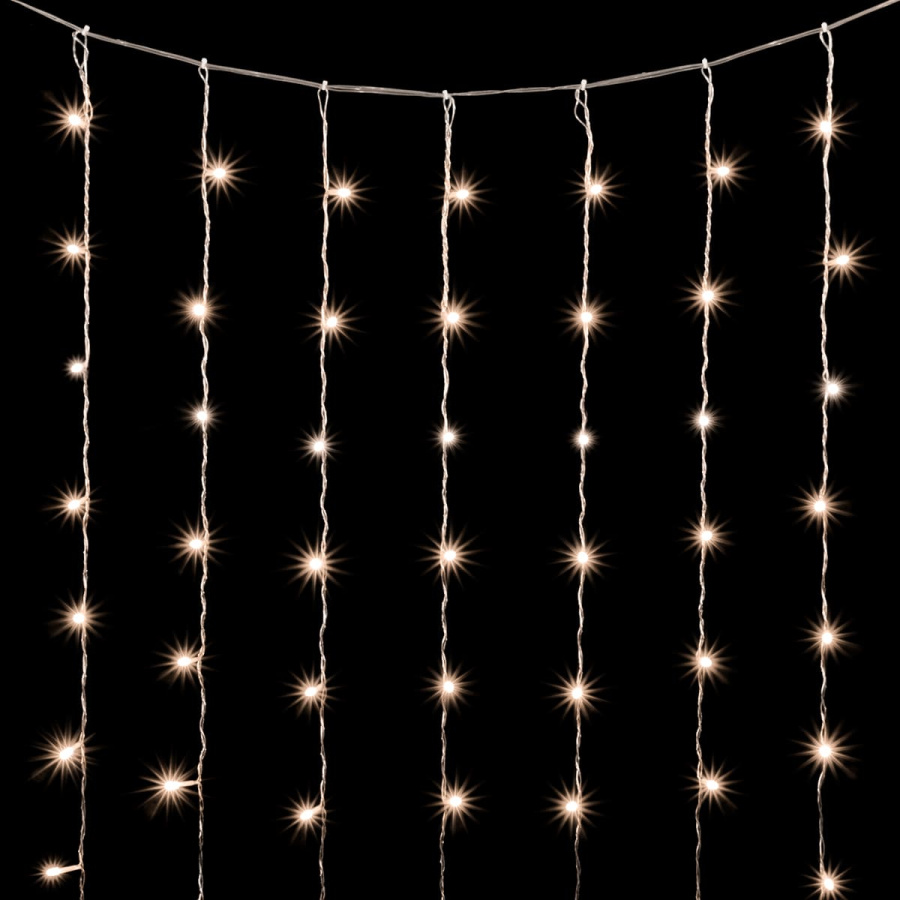 Гирлянда Занавес Облегченный 2 x 3 м Тепло-Белый с Мерцанием Белого Диода 220В, 600 LED, Провод Прозрачный ПВХ, IP54