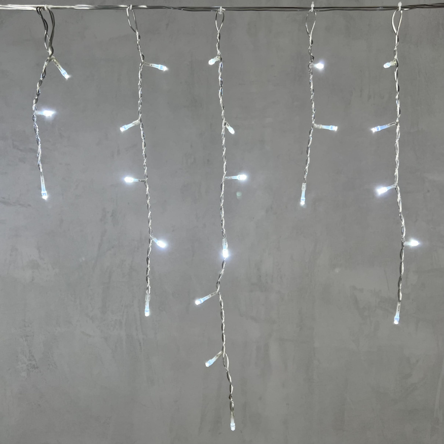 Гирлянда Бахрома 4,9 x 0,5 м Белая 220В, 240 LED, Провод Прозрачный ПВХ, IP54