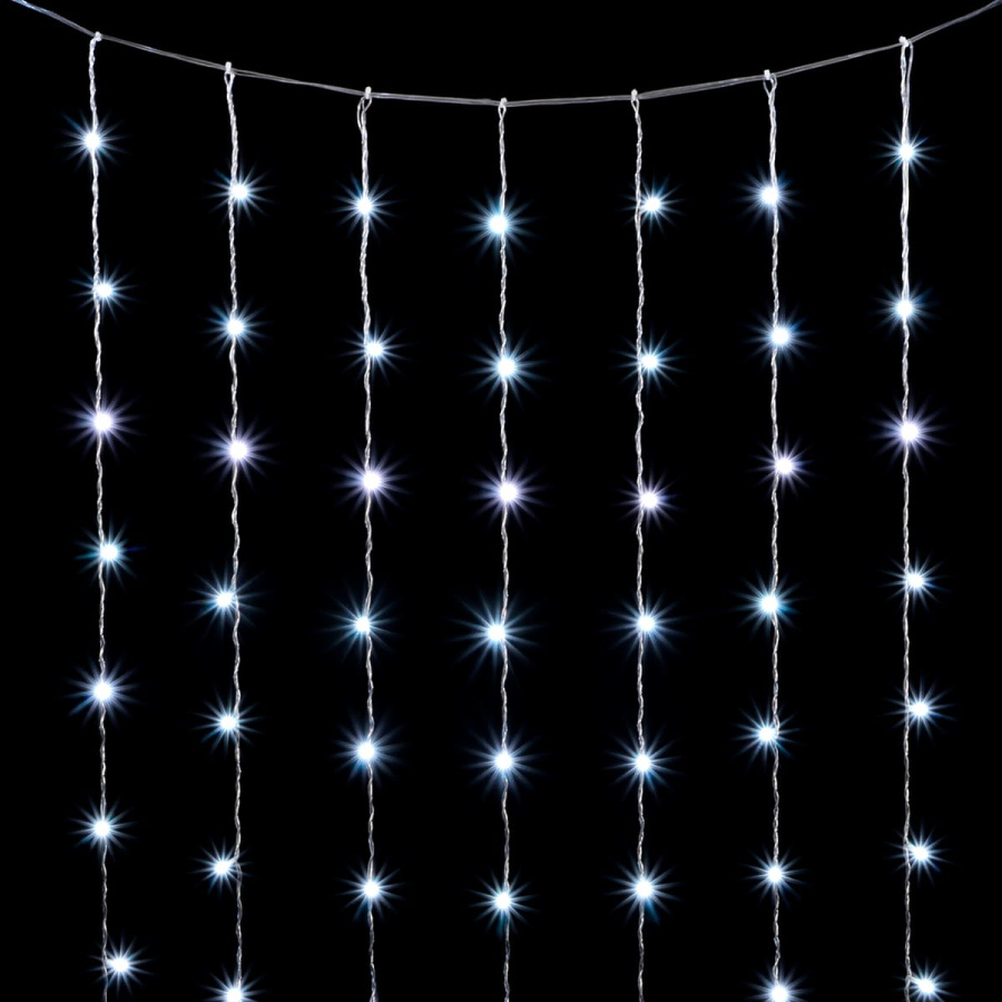 Гирлянда Занавес Облегченный 2 x 3 м Белый 220В, 600 LED, Провод Прозрачный ПВХ, IP54