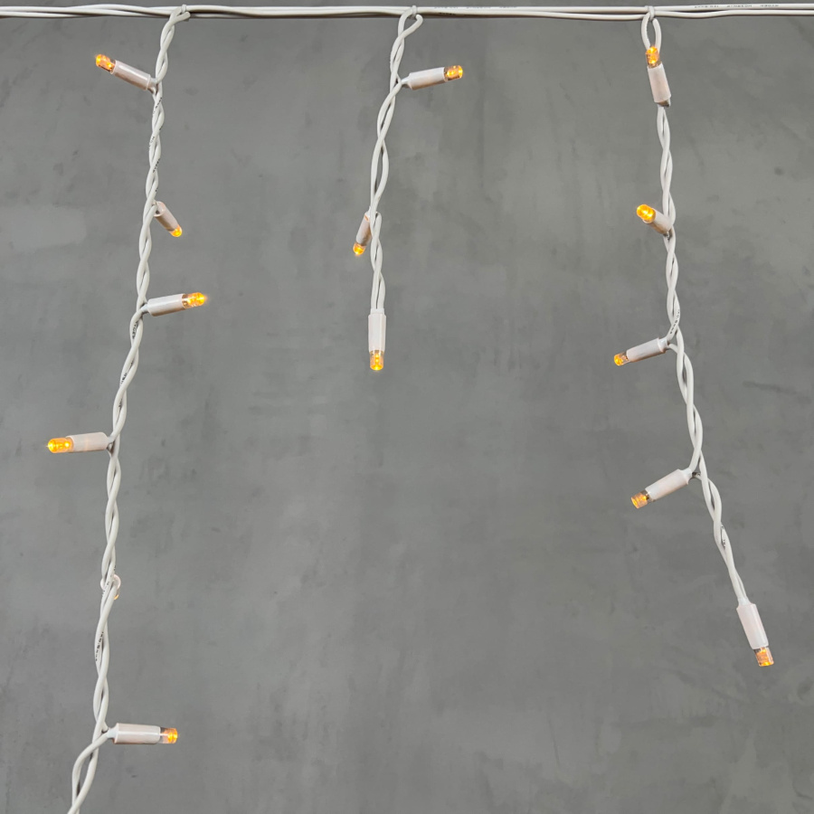 Гирлянда Бахрома 3,1 x 0,5 м Желтая 220В, 120 LED, Провод Белый Каучук, IP65