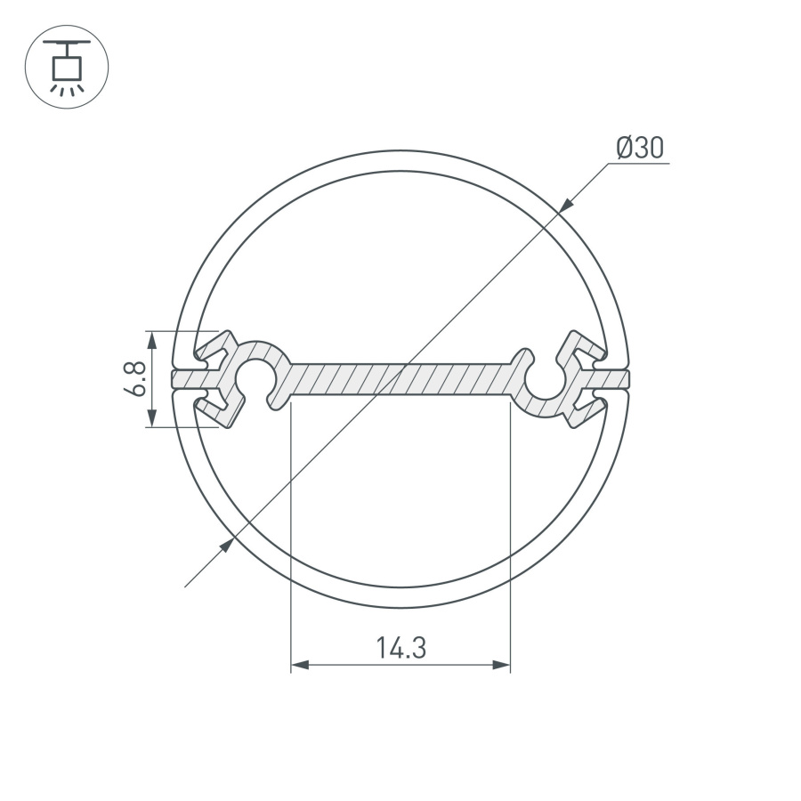 Профиль ROUND-D30-DUAL-2000 ANOD (Arlight, Алюминий)
