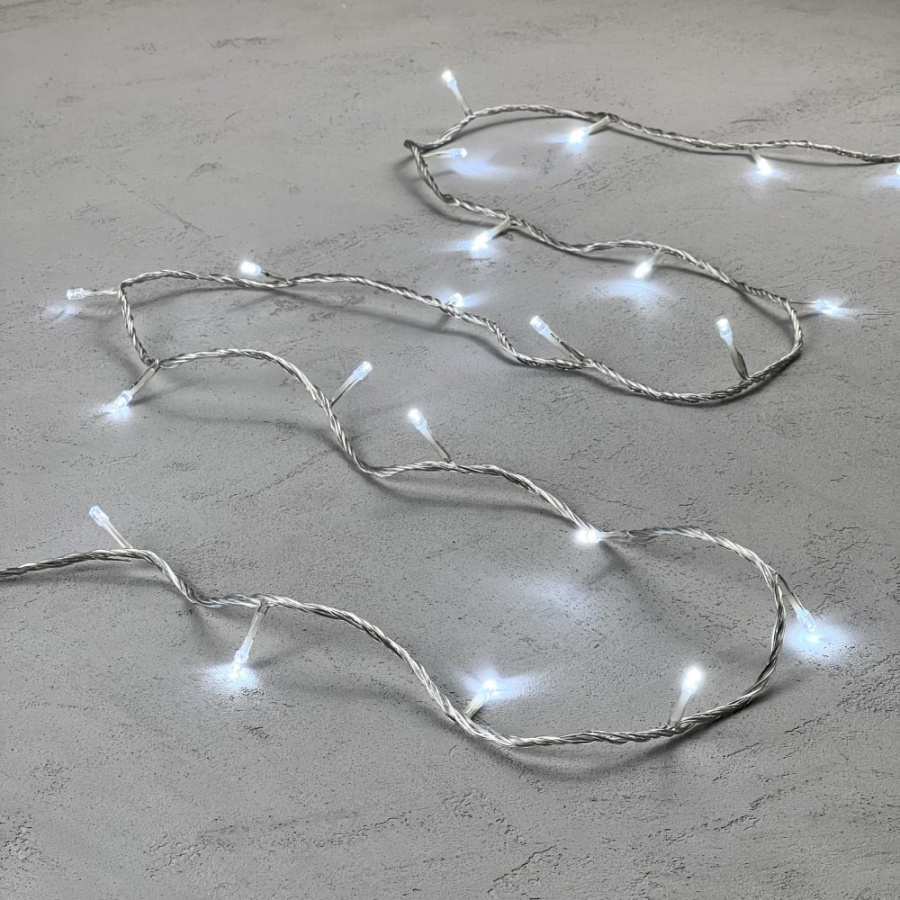 Гирлянда Нить 20м Белая с Возможностью Управления 24В, 200 LED, Провод Прозрачный Силикон, IP65