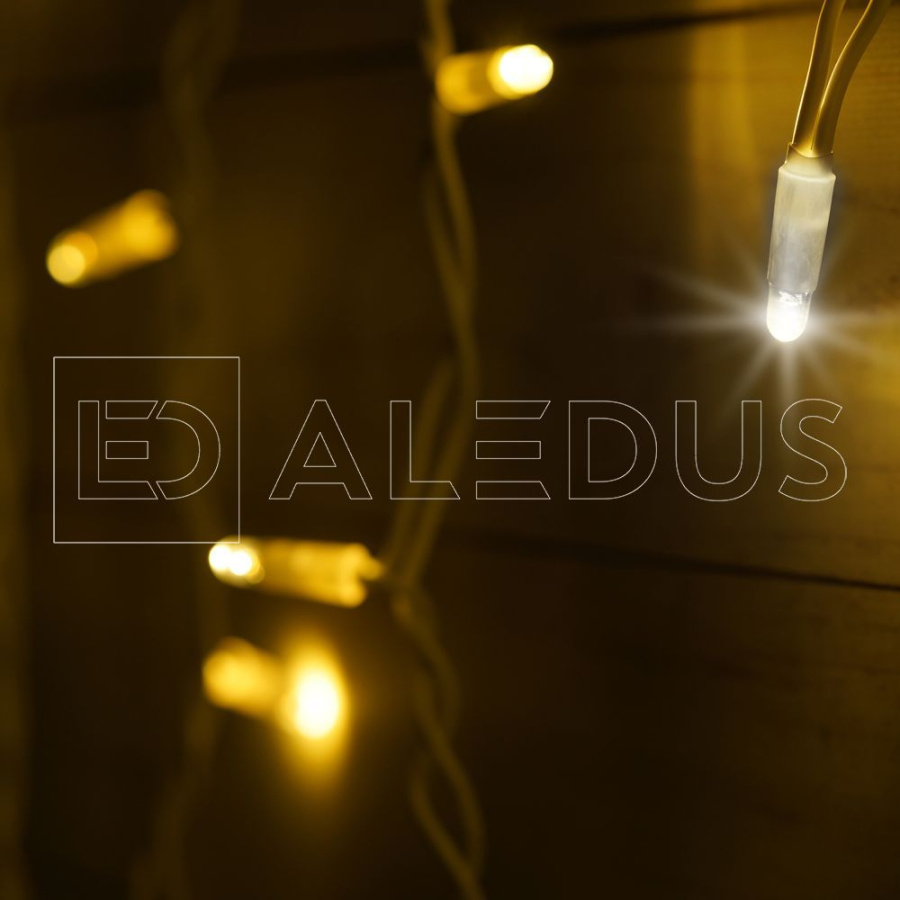 Бахрома (Айсикл) ALEDUS, 220 В, 3x0.9 м, белый провод, резина, теплый белый, с мерцанием