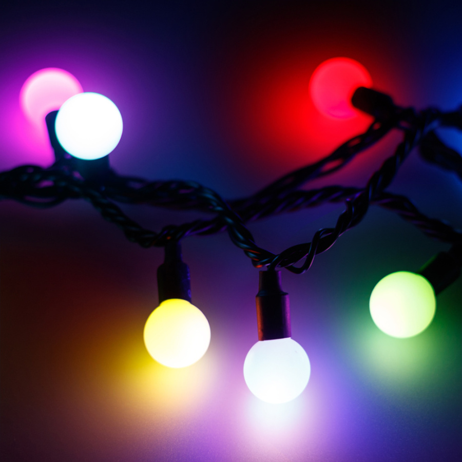 Светодиодная гирлянда ARD-BALL-PRO-D23-10000-BLACK-80LED RGB (230V, 7W) (Ardecoled, IP65)