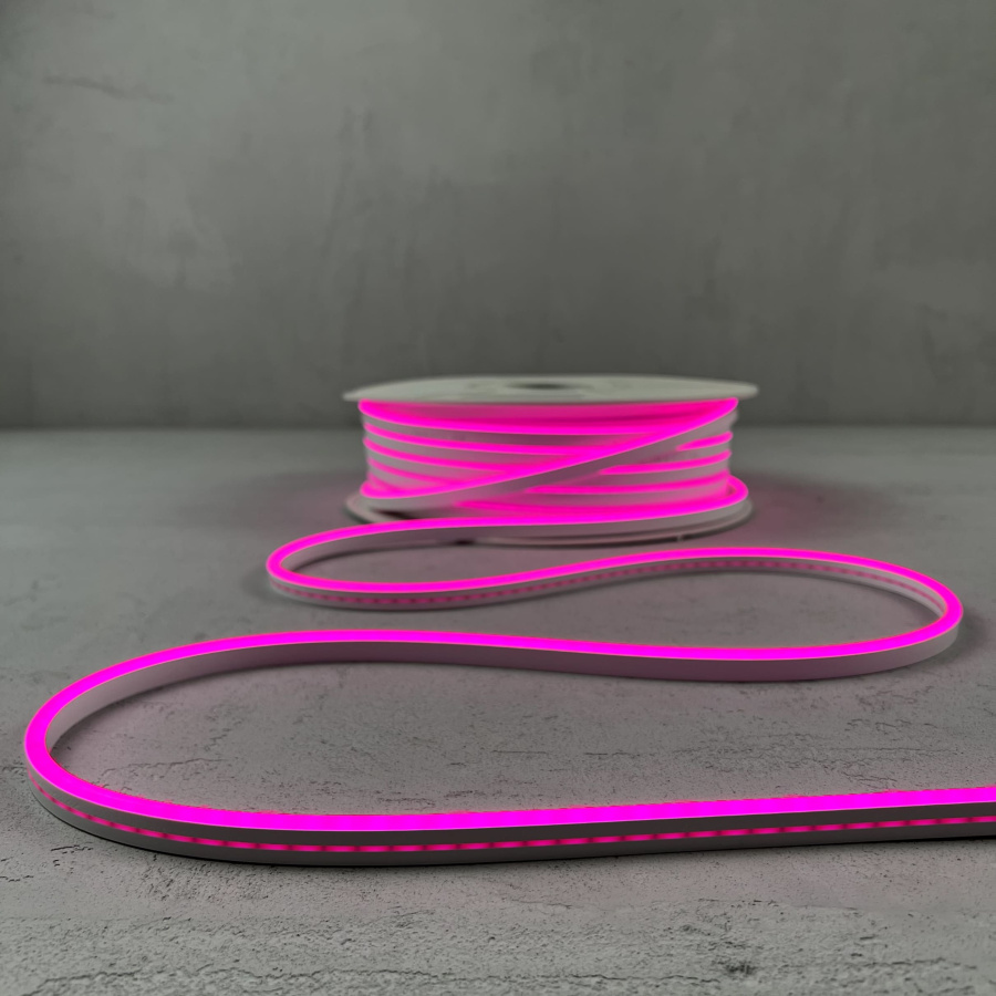 Односторонний Гибкий Неон 6х12мм Розовый 12В, IP65