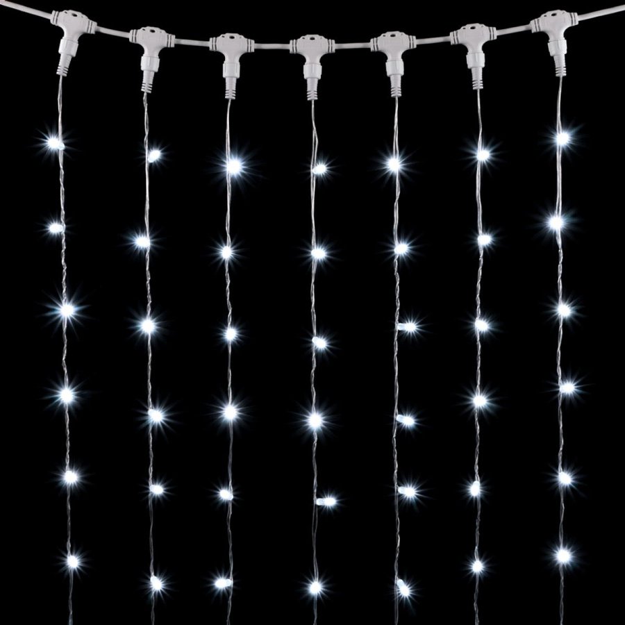 Гирлянда Занавес с Колпачком 2 x 3 м Белый 220В, 600 LED, Провод Прозрачный ПВХ, IP65