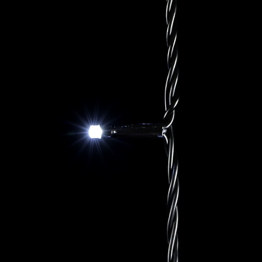 Гирлянда Нить 10м Белая 24В, 100 LED, Провод Черный ПВХ, IP54