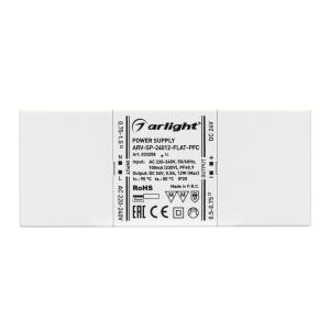 Блок питания ARV-SP-24012-FLAT-PFC (24V, 0.5A, 12W) (Arlight, IP20 Пластик, 5 лет)