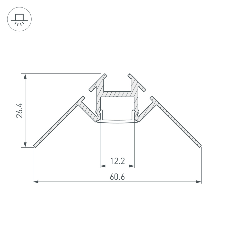 Профиль ARH-DECORE-S12-INT-2000 ANOD внутренний (Arlight, Алюминий)