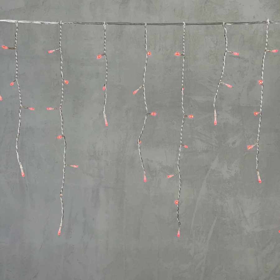 Гирлянда Бахрома 3,1 x 0,5 м Красная 220В, 150 LED, Провод Прозрачный ПВХ, IP54