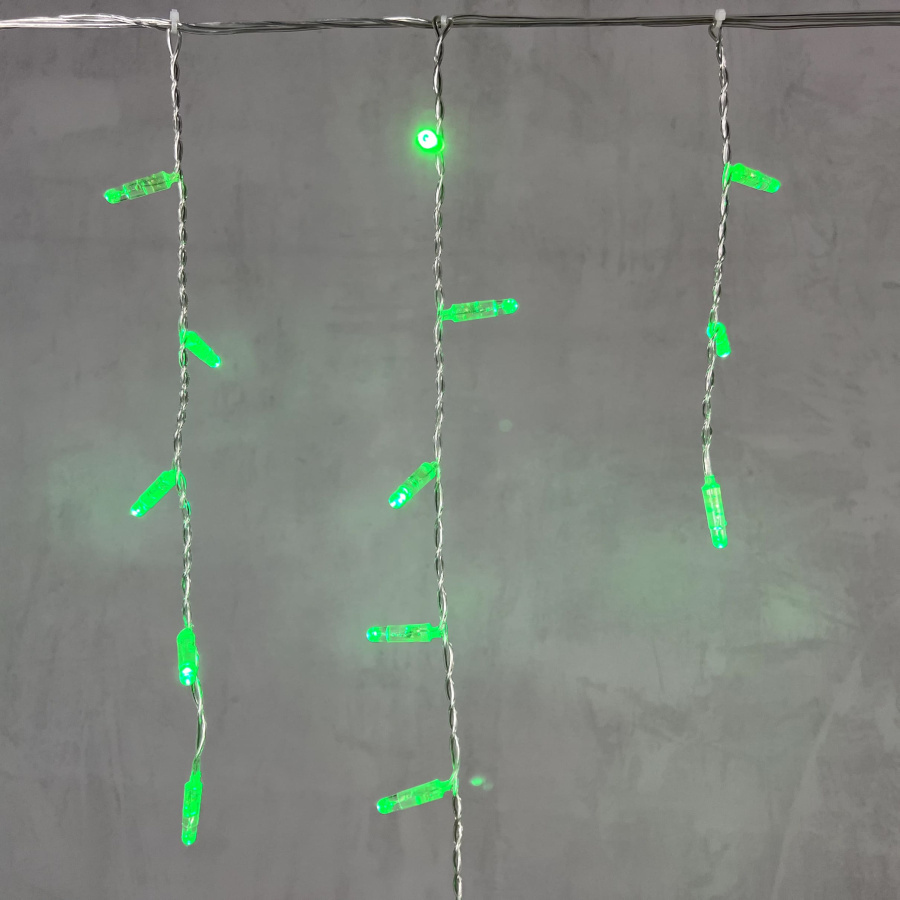 Гирлянда Бахрома с Колпачком 3,1 x 0,5 м Зелёная 220В, 120 LED, Провод Прозрачный ПВХ, IP65