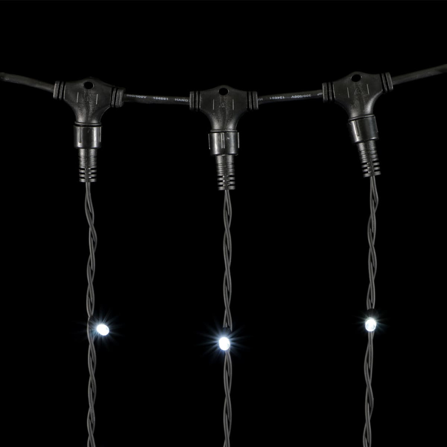 Гирлянда Занавес 1 x 9 м Белый 220В, 900 LED, Провод Черный Каучук, IP65