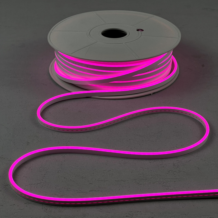 Односторонний Гибкий Неон 8х16мм Розовый 12В, IP65
