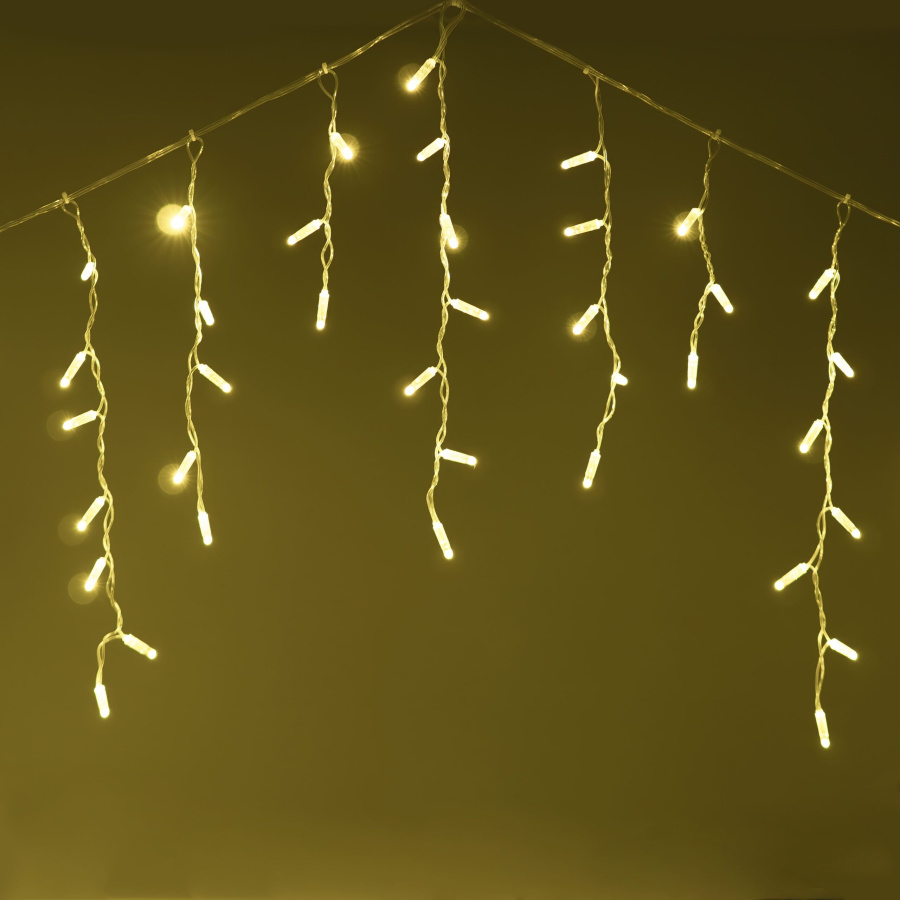 Гирлянда Бахрома с Колпачком 3,1 x 0,5 м Шампань 220В, 120 LED, Провод Прозрачный ПВХ, IP65