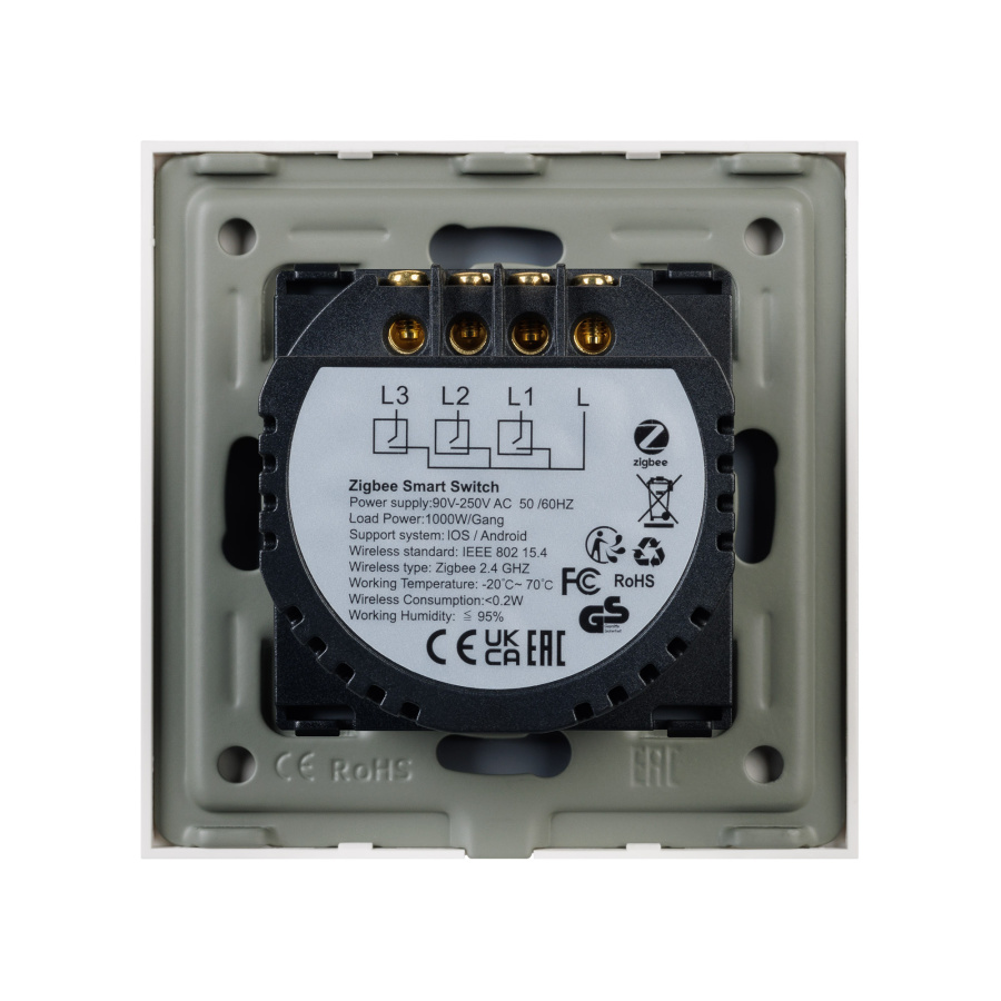 Выключатель сенсорный SWT-OMALI-S03-ZB-WH (250V, 10A, Zigbee) (Arlight, Стекло)
