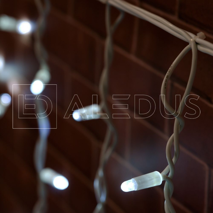 Бахрома (Айсикл) ALEDUS, 220 В, 3x0.9 м, белый провод, резина, белый, без мерцания