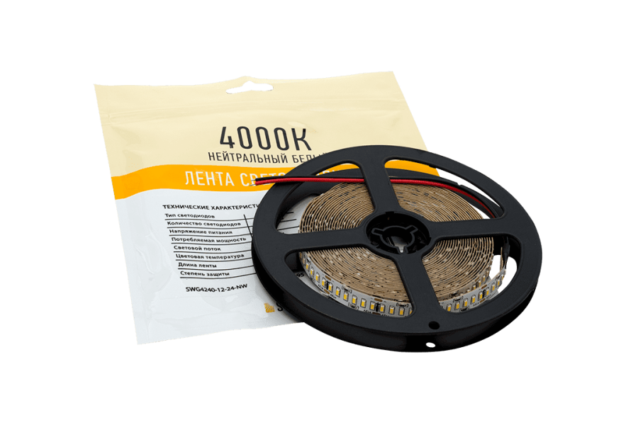 Лента светодиодная SWG SWG4240, 24 Вт/м, 12В, IP20, нейтральный белый