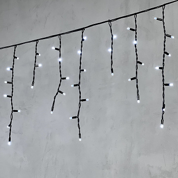 Гирлянда Бахрома 3,1 x 0,5 м Белая 220В, 120 LED, Провод Черный Каучук, IP65