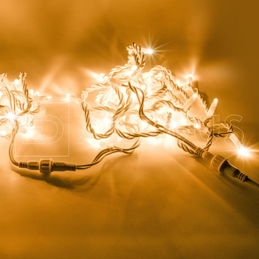 Гирлянда (Нить) ALEDUS, 220 В, 10 м, белый провод, резина, теплый белый, без мерцания