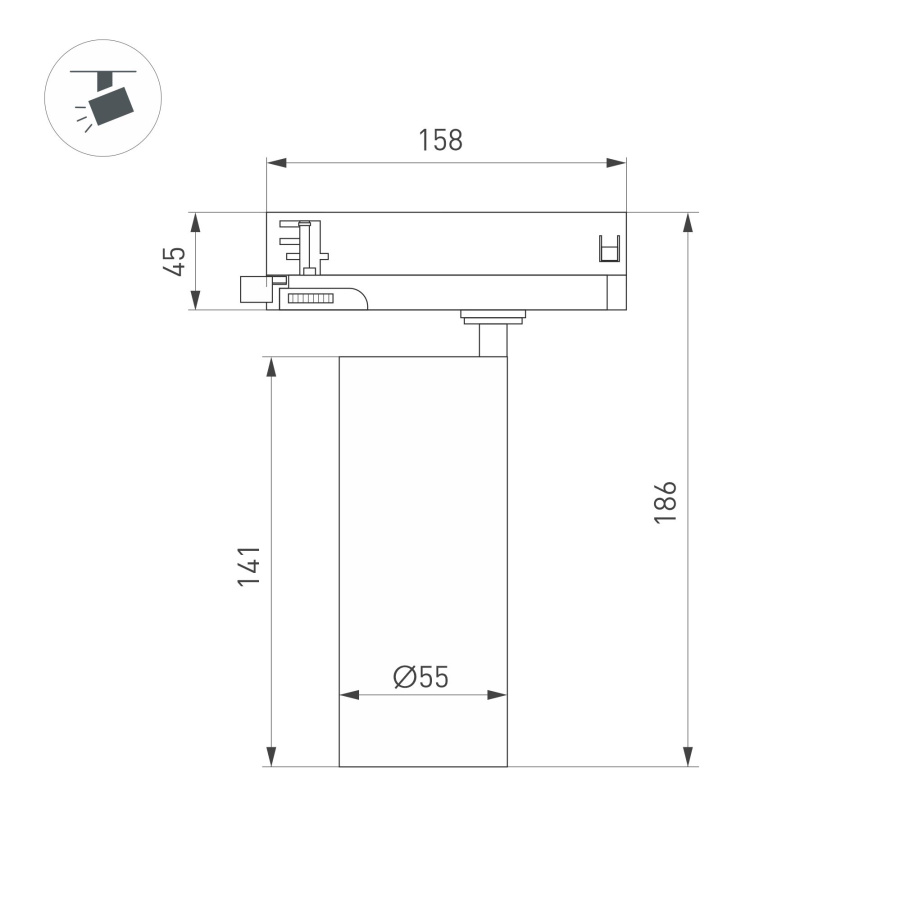 Светильник LGD-GERA-4TR-R55-10W Day4000 (BK, 24 deg, 230V) (Arlight, IP20 Металл, 5 лет)
