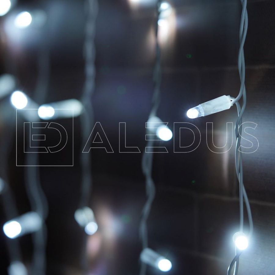 Бахрома (Айсикл) ALEDUS, 220 В, 3x0.9 м, IP65, белый провод, белый, без мерцания, 144 светодиода