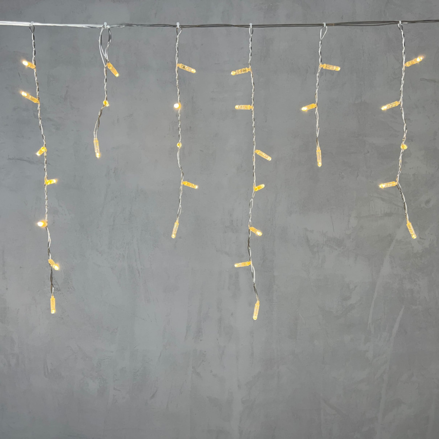 Гирлянда Бахрома с Колпачком 3,1 x 0,5 м Тепло-Белая 220В, 120 LED, Провод Прозрачный ПВХ, IP65