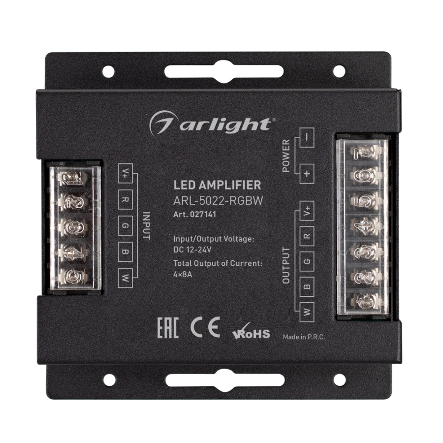 Усилитель ARL-5022-RGBW (12-24V, 4x8A, 384-768W) (Arlight, IP20 Металл, 3 года)