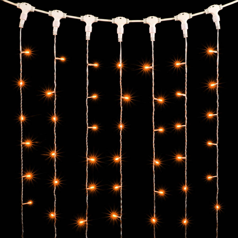 Гирлянда Занавес 1 x 6 м Желтый 220В, 600 LED, Провод Прозрачный ПВХ, IP54