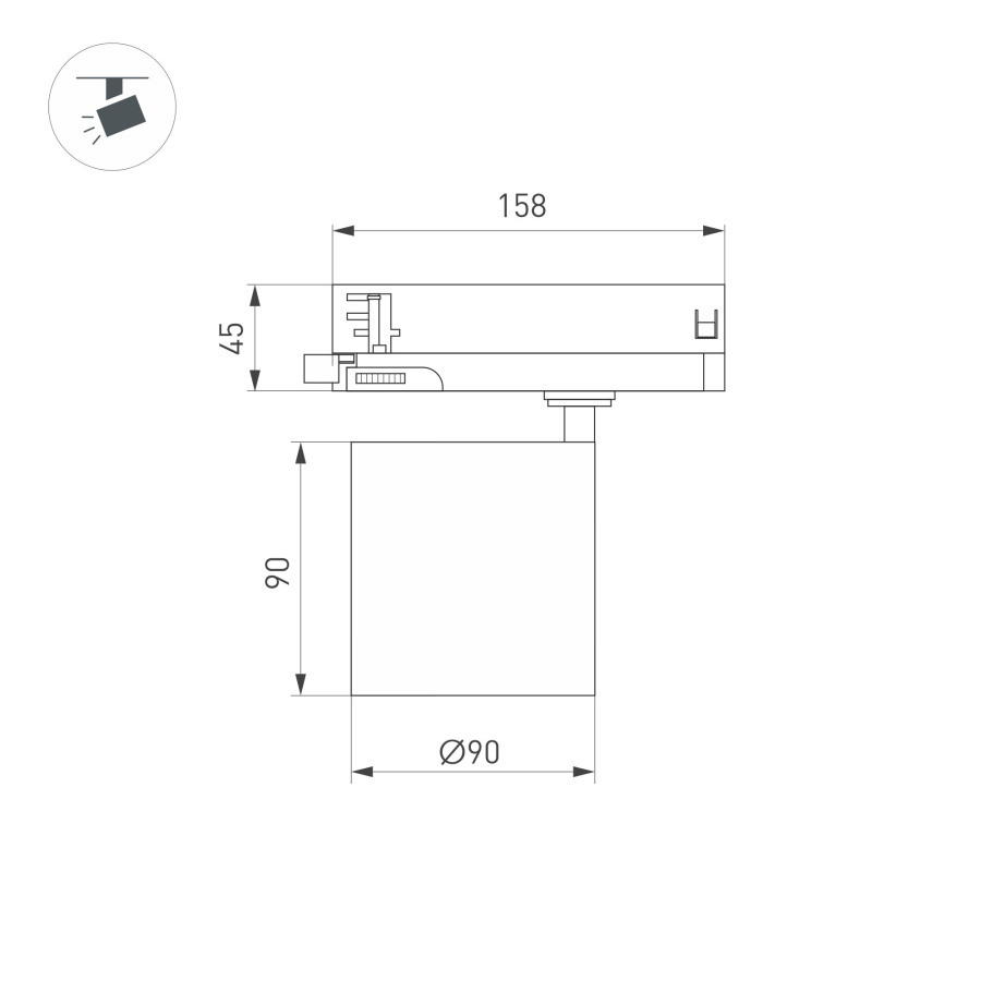 Светильник LGD-DYKE-4TR-R90-26W Day4000 (BK, 20 deg, 230V) (Arlight, IP20 Металл, 5 лет)
