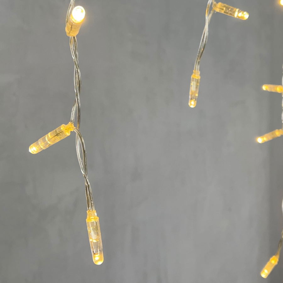 Гирлянда Бахрома с Колпачком 4,9 x 0,5 м Тепло-Белая 220В, 189 LED, Провод Прозрачный ПВХ, IP65
