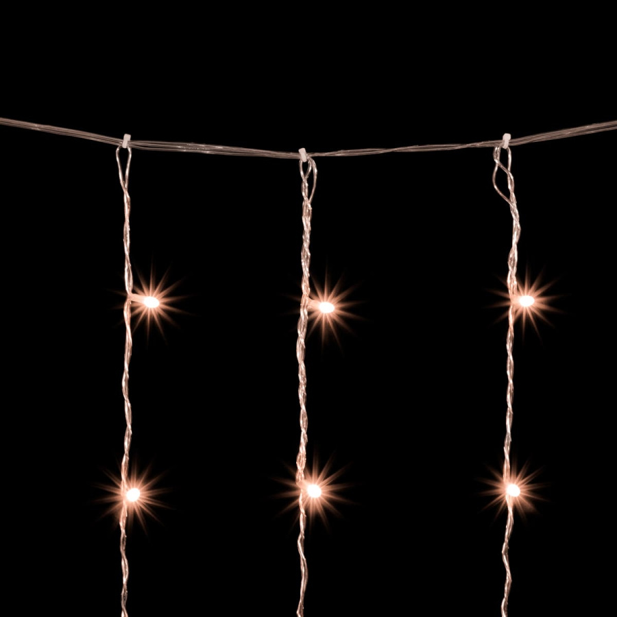 Гирлянда Занавес Облегченный 2 x 3 м Экстра Тепло-Белый с Мерцанием Белого Диода 220В, 600 LED, Провод Прозрачны ПВХ, IP54