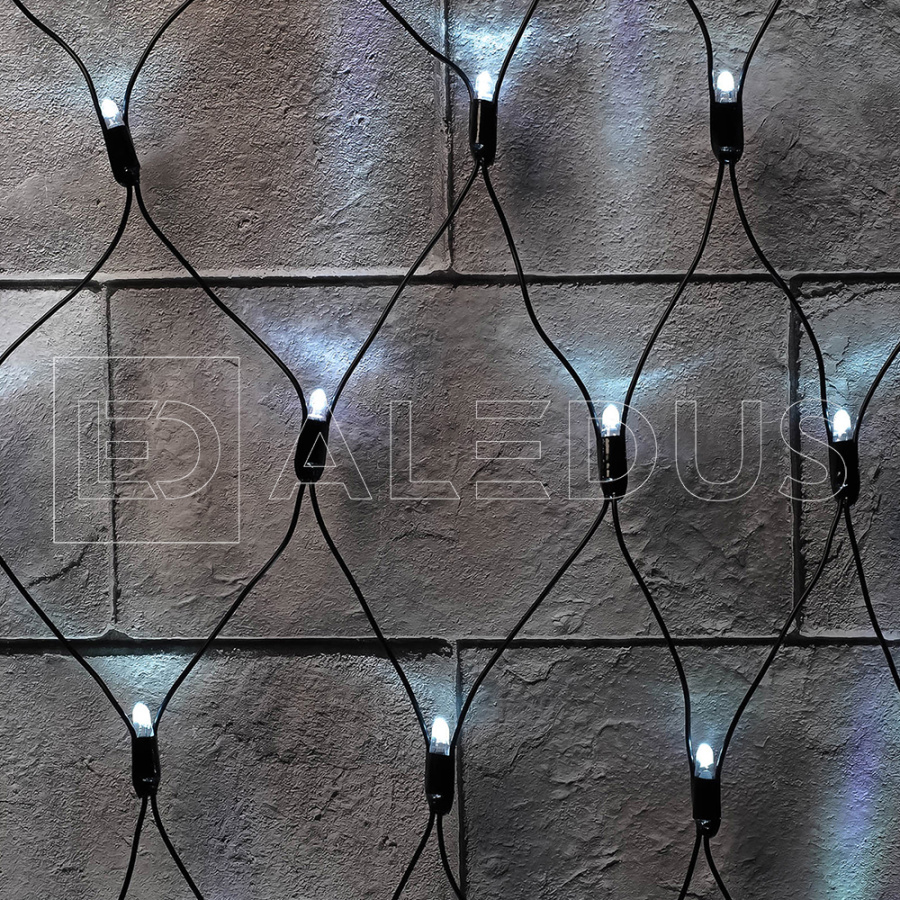 Светодиодная сеть ALEDUS 2х3 м, черный провод, ПВХ, белый, без мерцания