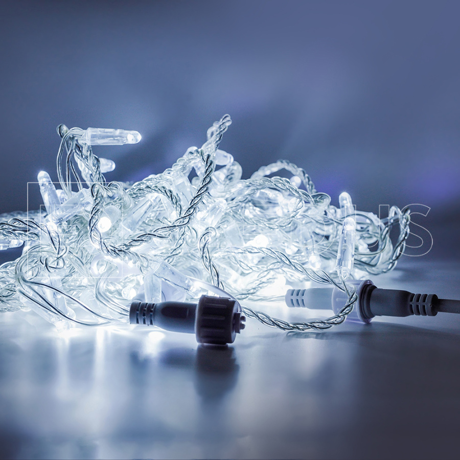 Гирлянда (Нить) ALEDUS, 220 В, 10 м, прозрачный провод, белый, без мерцания