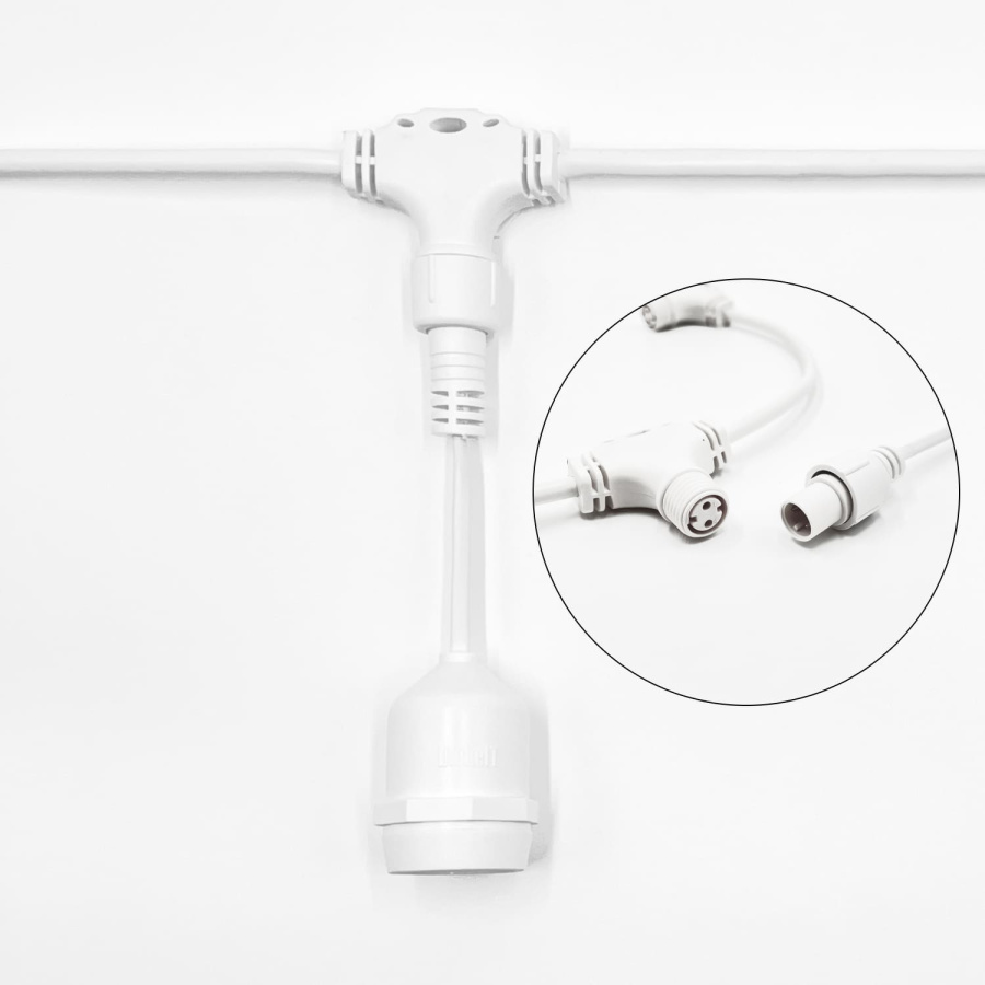 Белт-Лайт UNIBELT 10м, Провод Белый Каучук, Шаг 50 см, 20 Подвесных Патронов, IP65