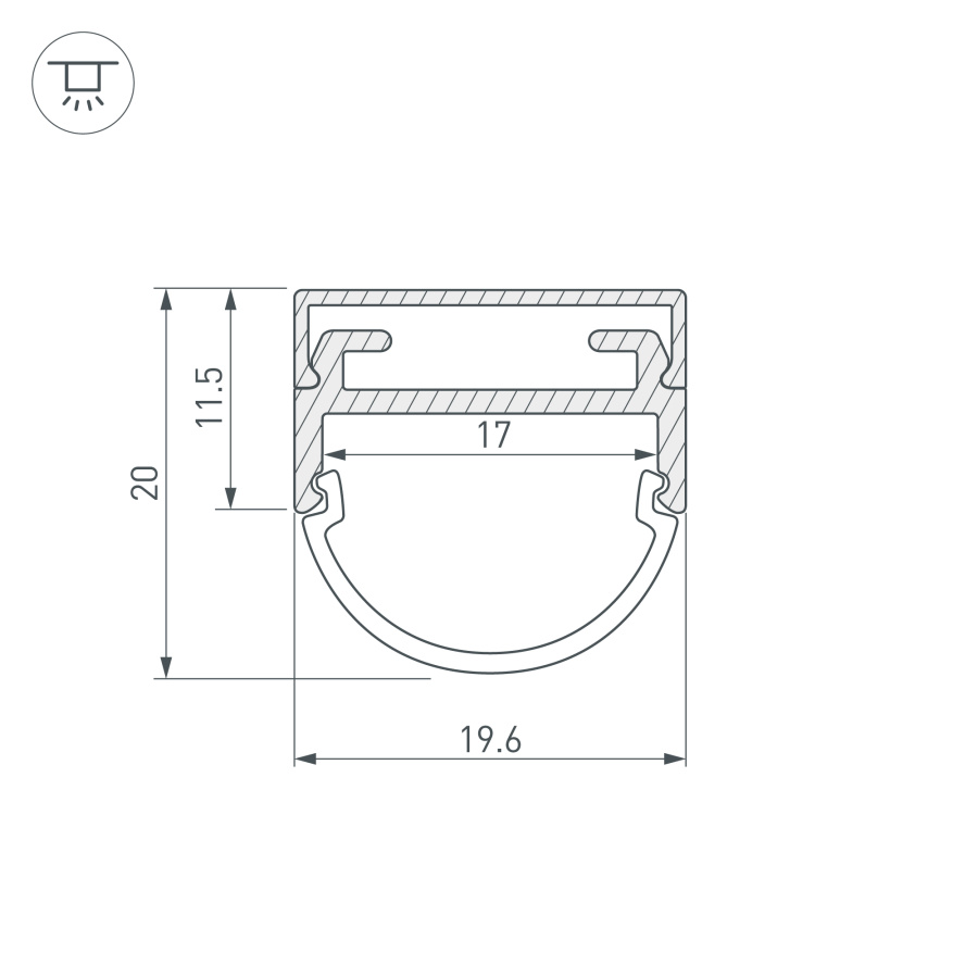 Профиль ARH-WIDE-B-H20-2000 ANOD (Arlight, Алюминий)