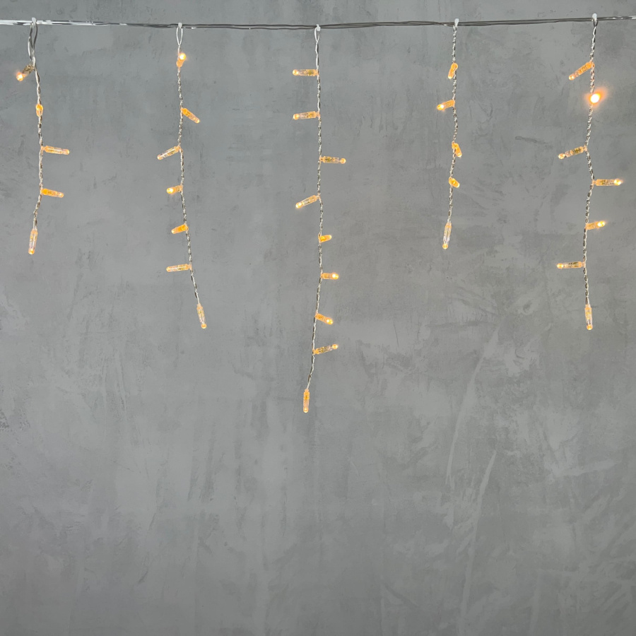 Гирлянда Бахрома с Колпачком 4,9 x 0,5 м Экстра Тепло-Белая 220В, 189 LED, Провод Прозрачный ПВХ, IP65