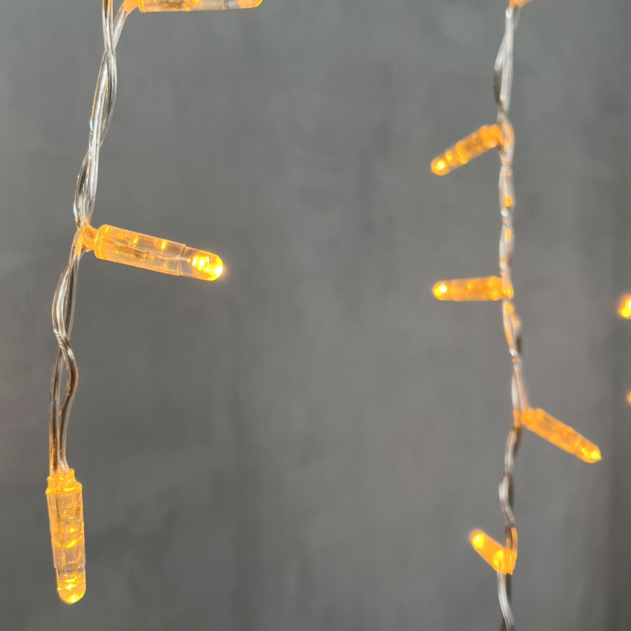 Гирлянда Бахрома с Колпачком 4,9 x 0,5 м Жёлтая 220В, 189 LED, Провод Прозрачный ПВХ, IP65