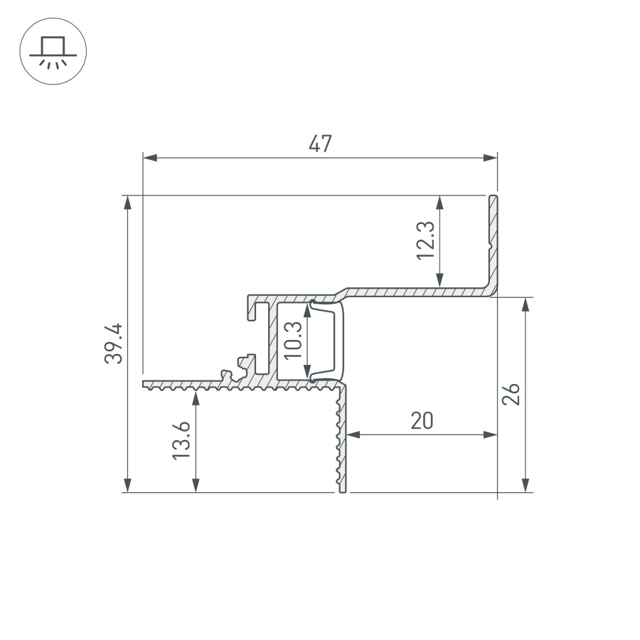 Профиль СEIL-S12-SHADOW-20-SIDE-3000 ANOD BLACK (Arlight, Алюминий)