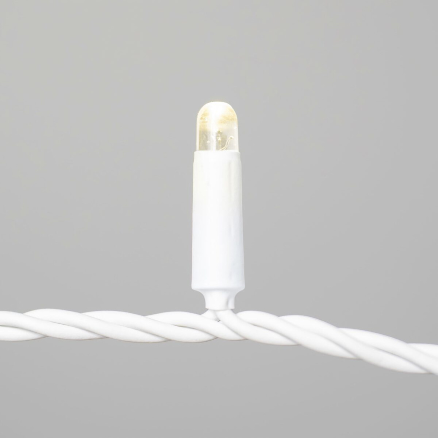 Гирлянда Нить 10м Тепло-Белая 24В, 100 LED, Провод Белая Резина 2,3мм, IP65