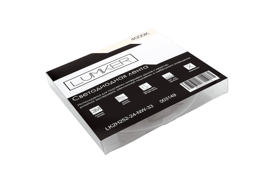 Лента светодиодная Lumker LK2H, 252 LED/м, 24 Вт/м, 24В, IP33, Нейтральный белый (4000K)