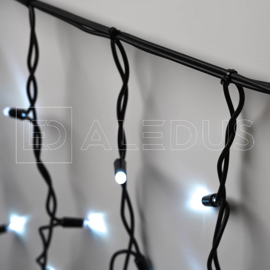 Бахрома (Айсикл) ALEDUS, 220 В, 3x0.5 м, черный провод, резина, белый, без мерцания