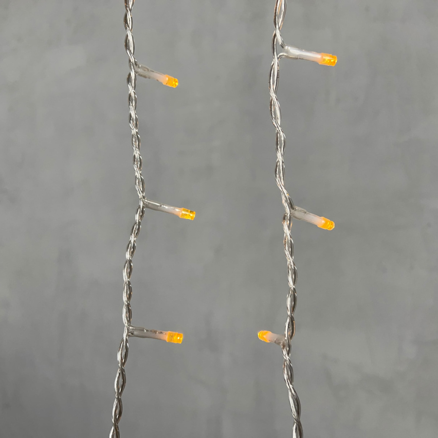 Гирлянда Бахрома 3 x 0,5 м Желтая 220В, 150 LED, Провод Прозрачный Силикон, IP65