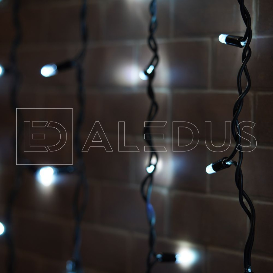 Бахрома (Айсикл) ALEDUS, 220 В, 3x0.9 м, черный провод, резина, белый, без мерцания