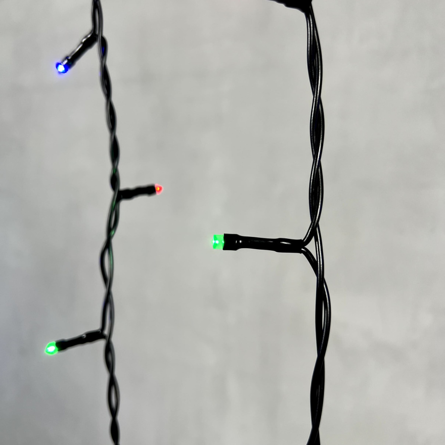 Гирлянда Бахрома 3,1 x 0,5 м Разноцветная 220В, 150 LED, Провод Черный ПВХ, IP54