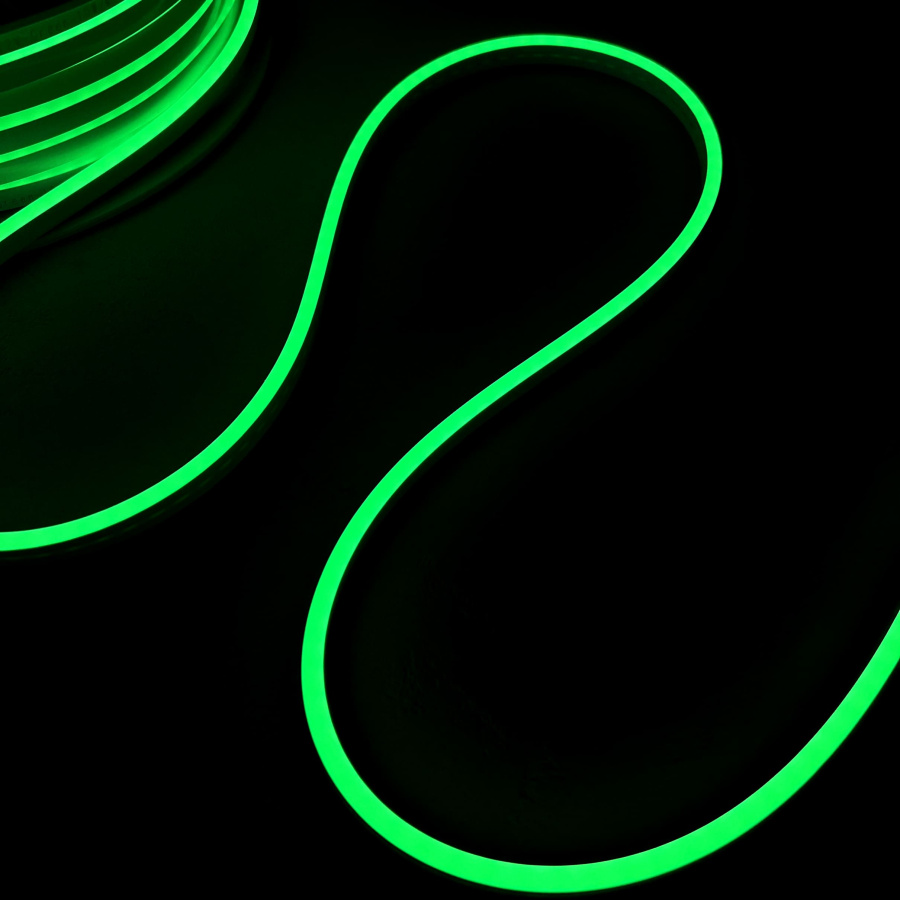 Односторонний Гибкий Неон 6х12мм Зеленый 12В, IP65