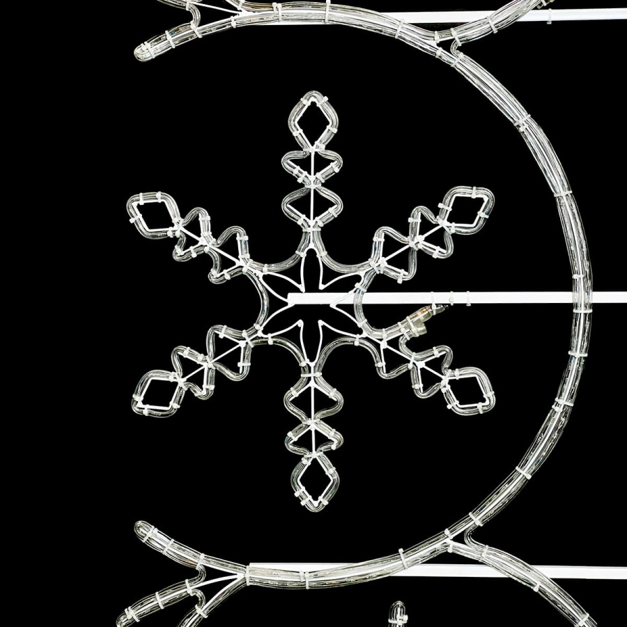 Светодиодная Консоль «Три снежинки» 80 х 250 см, Белая, 220В