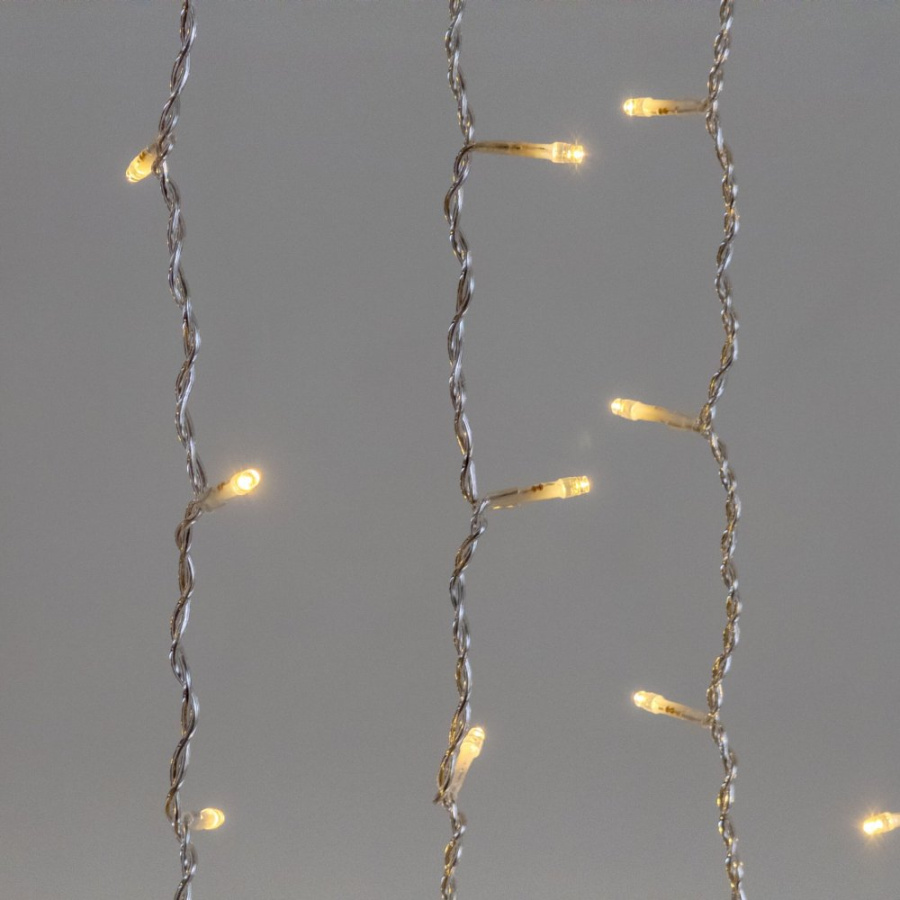 Гирлянда Занавес 2 x 2 м Тепло-Белый 220В, 400 LED, Провод Прозрачный ПВХ, IP54