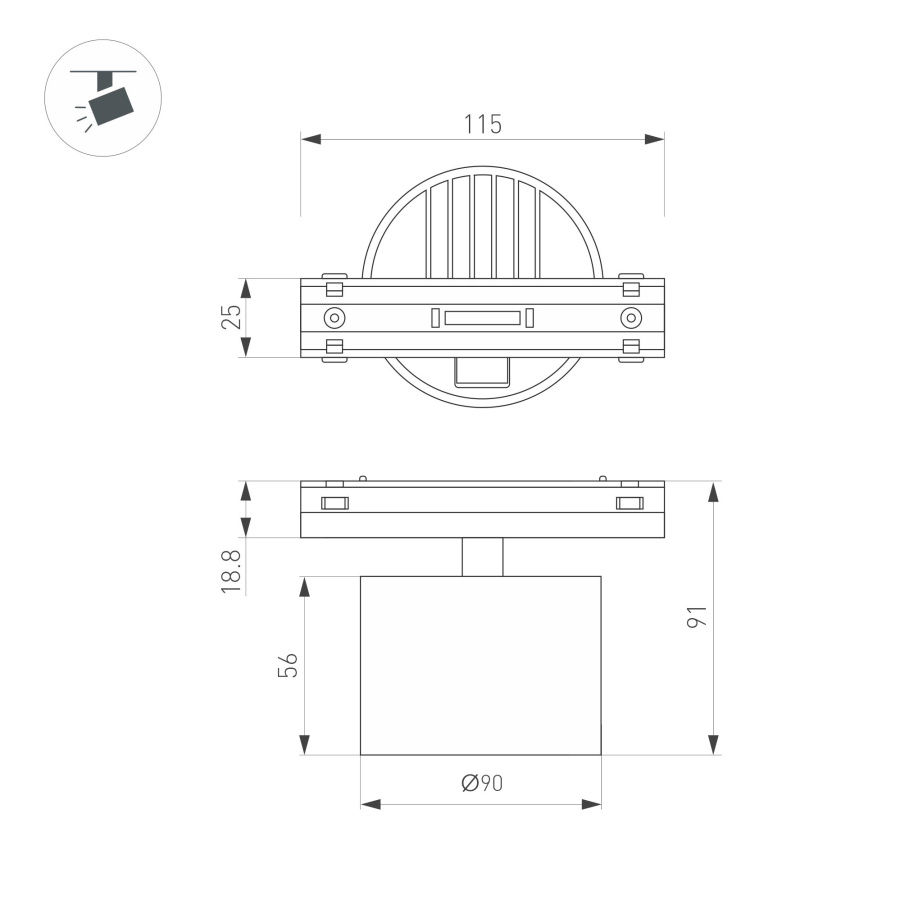 Светильник MAG-VIBE-RONDO-R90-10W Day4000 (WH, 110 deg, 48V) (Arlight, IP20 Металл, 5 лет)
